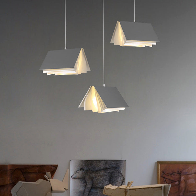 Contemporary Creative Book Shape Iron 1-Light Pendant Light For Living Room