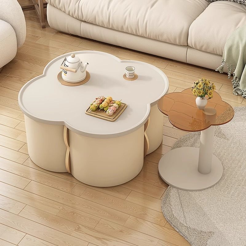 Contemporary Nordic Flower Shape MDF Wood Base Coffee Table For Living Room