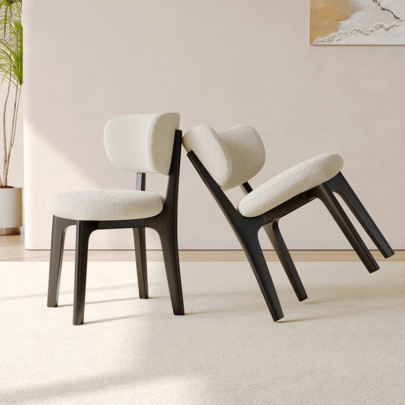 Contemporary Simplicity Round Soft Velvet Wooden Frame Dining Chair Backrest Armless For Dining Room