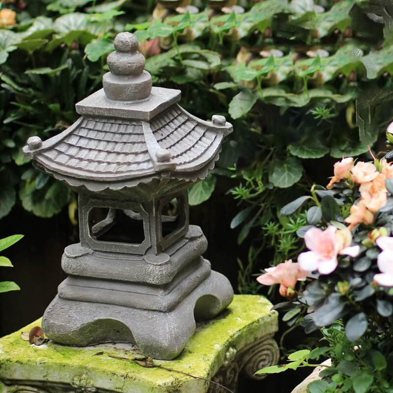 Lampe LED solaire imperméable en pierre de pagode Zen japonaise, décoration extérieure de jardin, lumière de paysage 