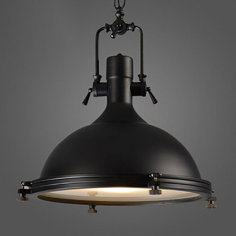 Contemporary Industrial Polish Iron Semicircular Shade 1-Light Pendant Light For Dining Room