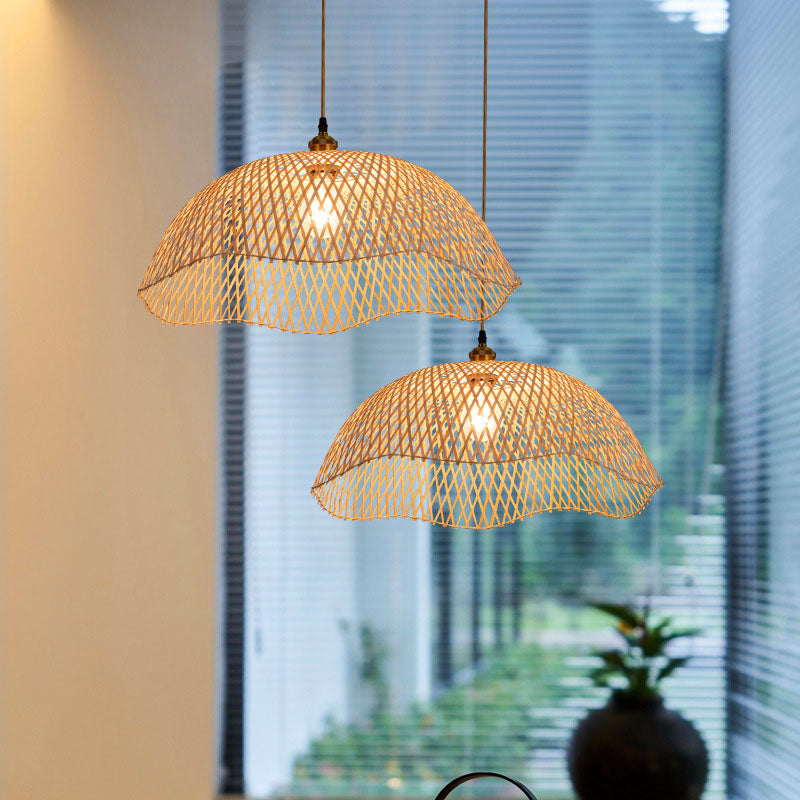 Modern Minimalist Weaving Bamboo Lanterns 1-Light Pendant Light