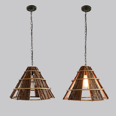 Modern Creative Minimalist Rattan Coarse Bark Horn 1-Light Pendant Light