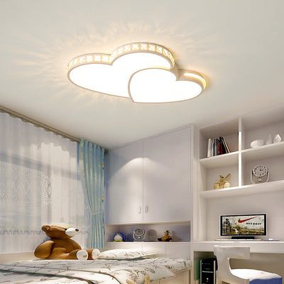 Modern Minimalist Heart Iron Crystal Acrylic LED Flush Mount Ceiling Light For Bedroom