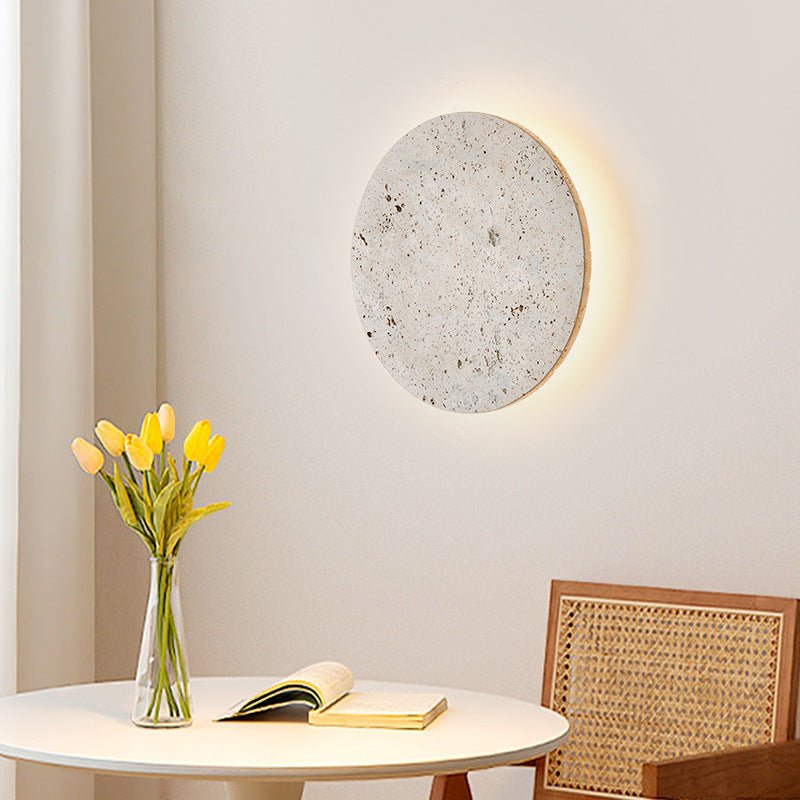 Traditional Japanese Acrylic Cave Stone Round LED Wall Sconce Lamp For Hallway