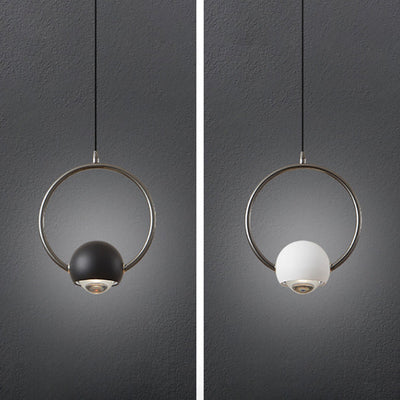 Contemporary Nordic Aluminum Circle Ring Liftable LED Pendant Light For Bedroom