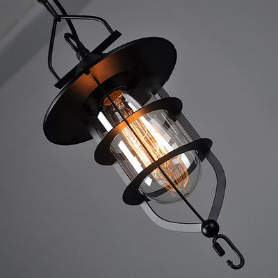 Contemporary Industrial Iron Glass Round 1-Light Pendant Light For Dining Room