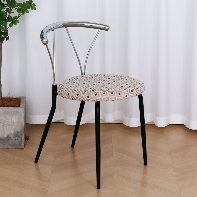 Contemporary Nordic Round Curved Backrest Iron Fabric Dining Chair For Dining Room