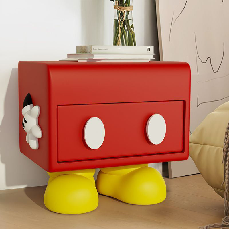 Contemporary Creative Resin Mickey Shape Cubic End Table Drawer For Living Room