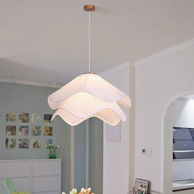 Modern Transitional Petal Iron Fabric 1-Light Pendant Light For Living Room