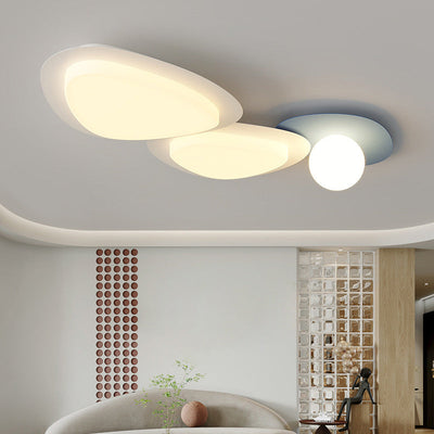 Modern Minimalist Irregular Round Combination Iron Acrylic LED Flush Mount Ceiling Light For Living Room