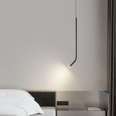 Modern Minimalist Bent Fine Tube All Copper LED Pendant Light For Bedroom