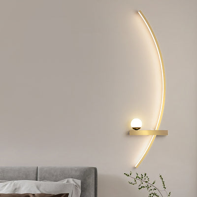 Modern Minimalist Curved Long Rectangular Spherical Iron Silicone LED Wall Sconce Lamp For Bedroom