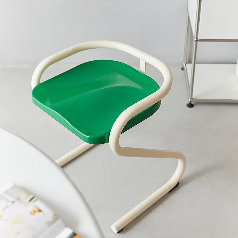 Modern Mid-Century Curved Frame ABS Plastic Metal Dining Chair Backrest Armrest For Dining Room