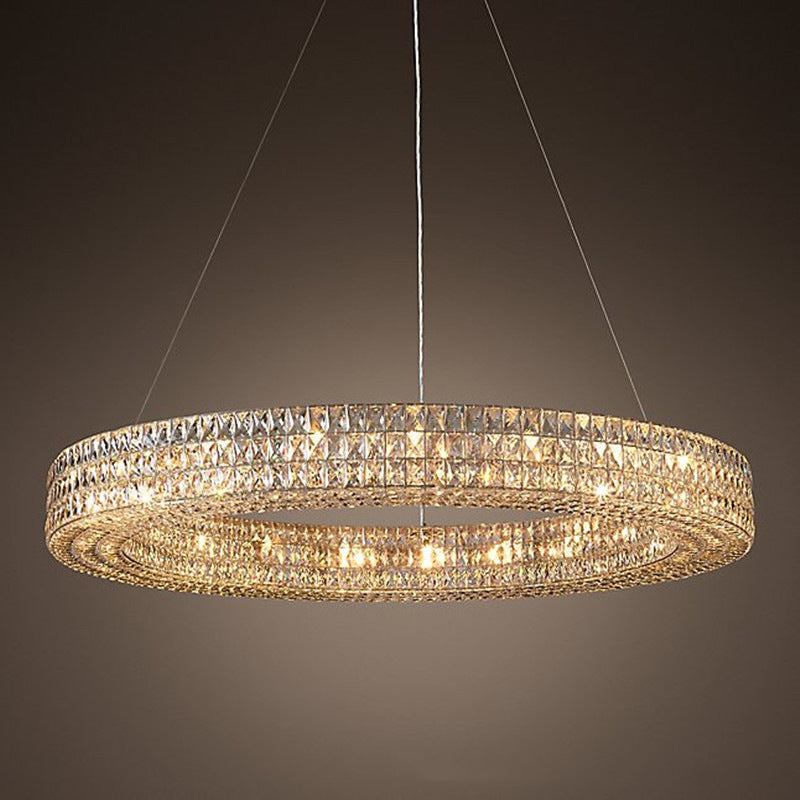 Modern Eclectic Ring Iron Crystal 9/12/16 Light Chandelier For Living Room