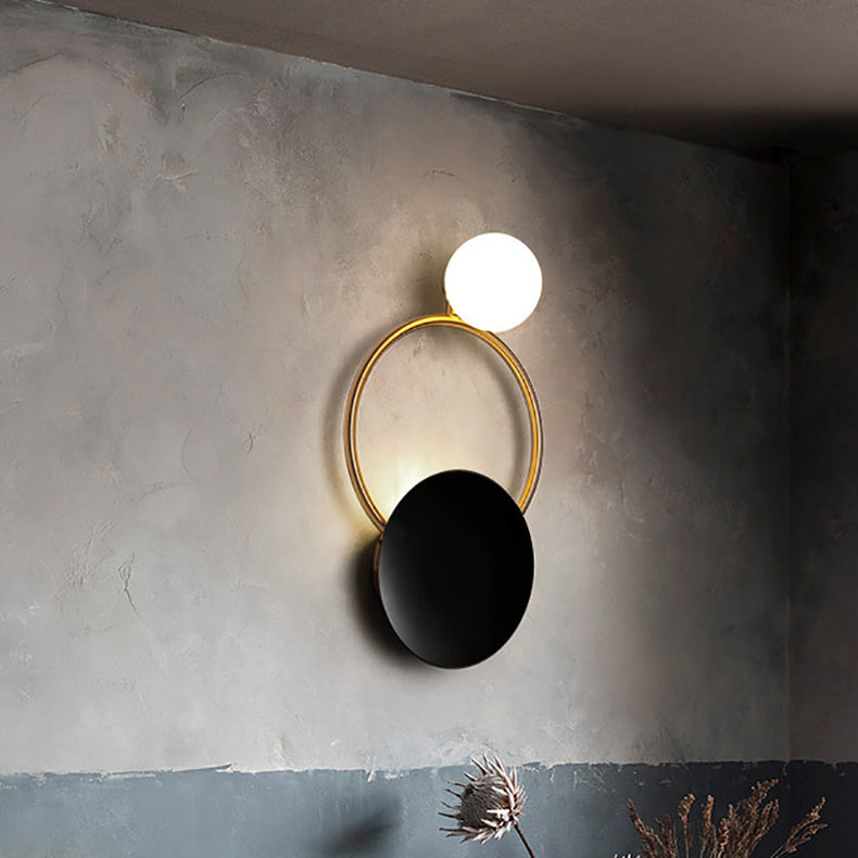 Lampe murale contemporaine nordique en fer et verre rond à 1 lumière pour salon 