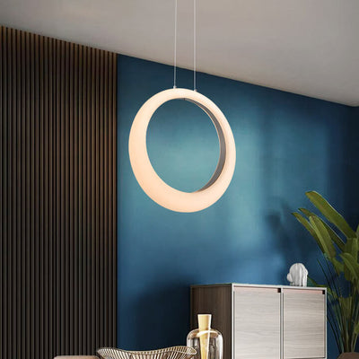 Nordic Minimalist PE Circle Ring Electroplated Iron LED Pendant Light