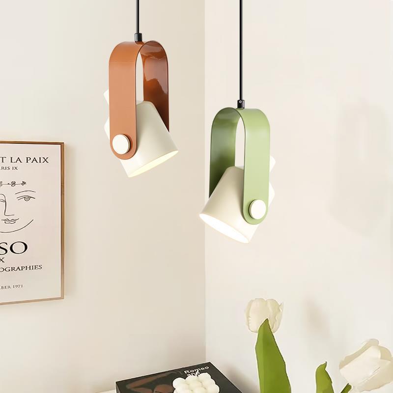 Contemporain Nordic Crème Fer Matériel Rond Réglable 1-Lumière Suspension Pour Salon 