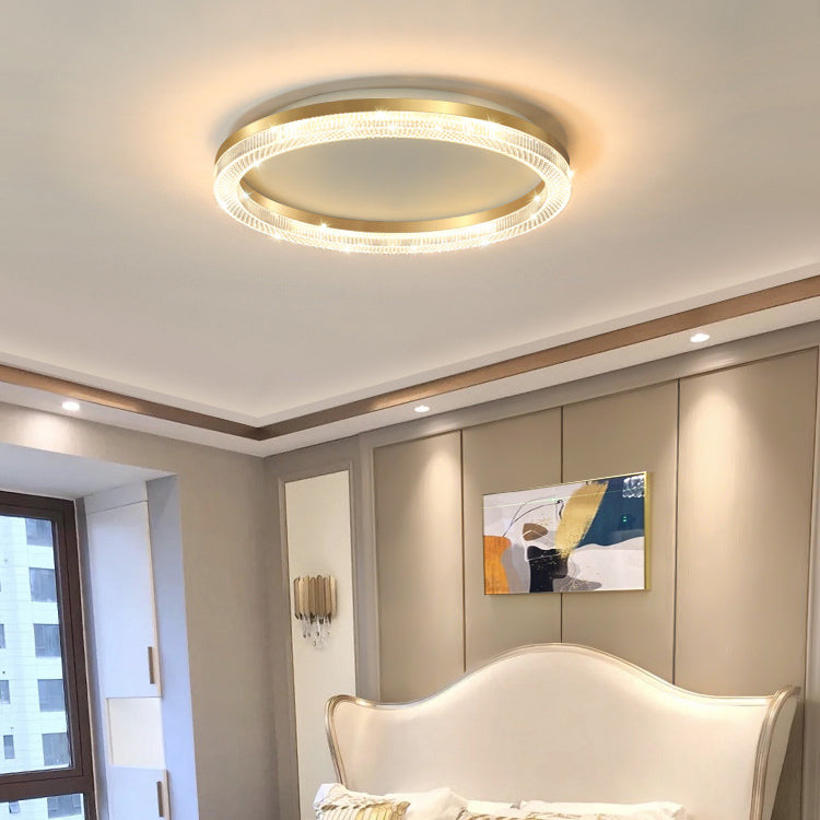 Modern Luxury Round Aluminium PMMA LED Flush Mount Ceiling Light For Bedroom