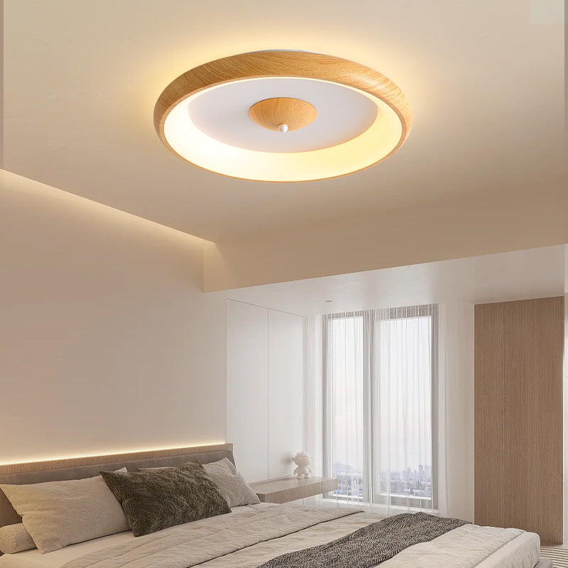 Traditional Japanese Round Aluminum Acrylic LED Flush Mount Ceiling Light For Living Room