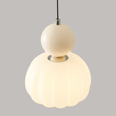 Modern Minimalist Round Ball Pumpkin Iron Rolled Plastic 1-Light Pendant Light For Bedroom