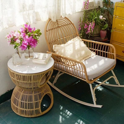 Traditional Chinese Square Cushion Rattan Sponge Alloy Steel Recliner Backrest Armrest For Living Room