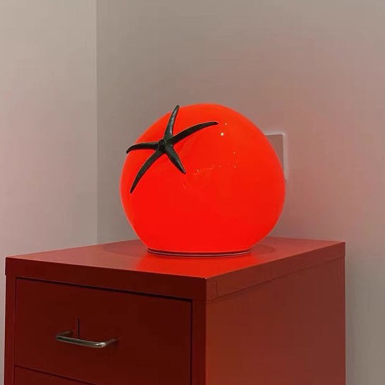 Modern Art Deco Resin Tomato Decorative USB LED Table Lamp For Living Room