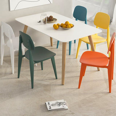 Contemporary Scandinavian Macaron Plastic Square Dining Chair Backrest For Dining Room