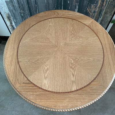 Traditional French Round Wood Coffee Table Three Legs For Living Room