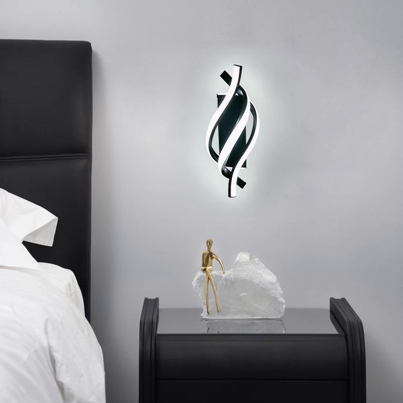 Modern Minimalist Spiral Line Aluminium Acrylic Silicone LED Wall Sconce Lamp For Bedroom