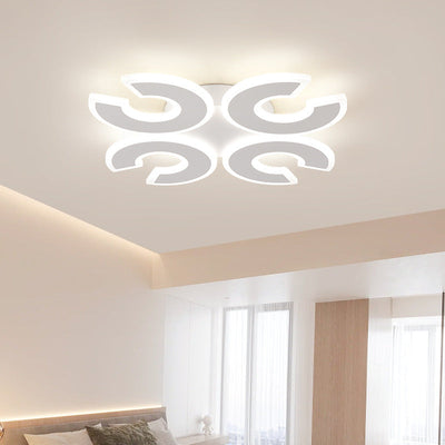 Modern Minimalist Line Square Round Iron Acrylic LED Semi-Flush Mount Ceiling Light For Bedroom