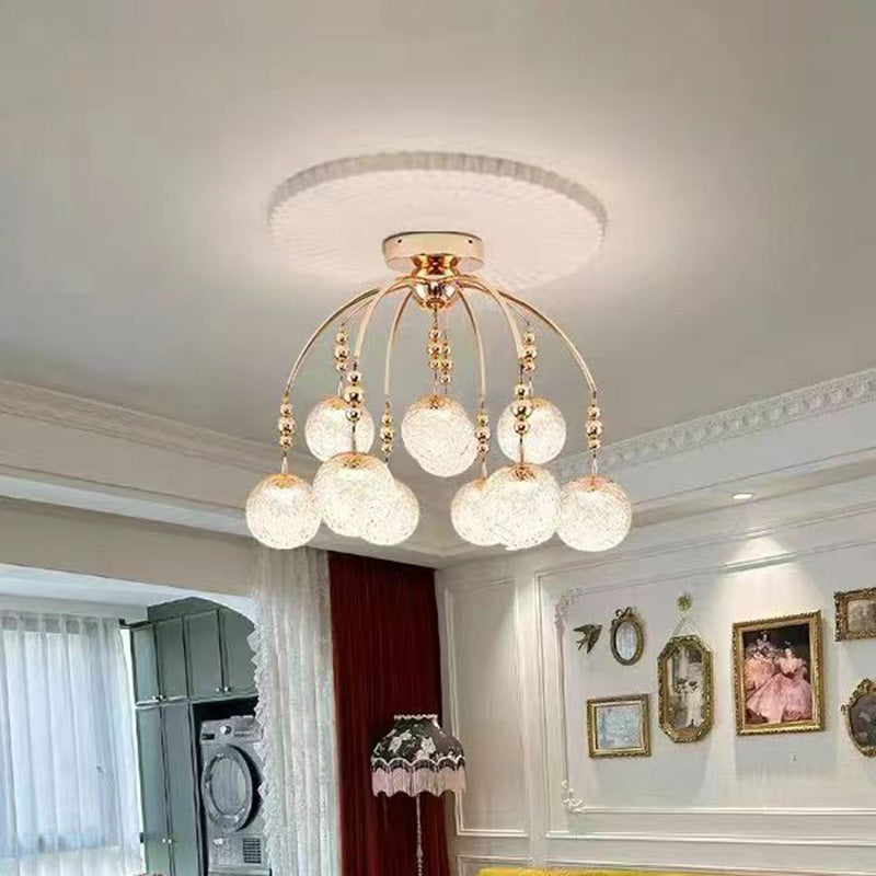 Traditional French Branching Magic Bean Orb Glass Hardware LED Chandelier For Bedroom