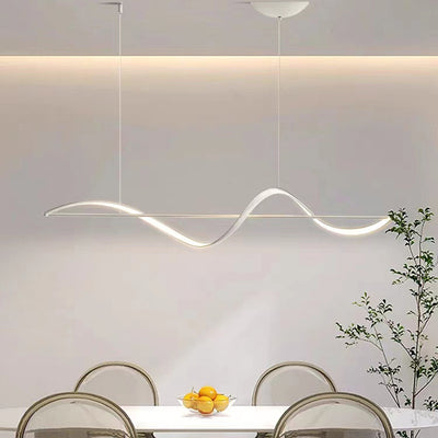 Modern Minimalist Linear Aluminum Silicone LED Island Light Chandelier For Dining Room