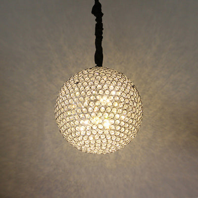 Modern Minimalist Round Iron Crystal 4-Light Chandelier For Living Room