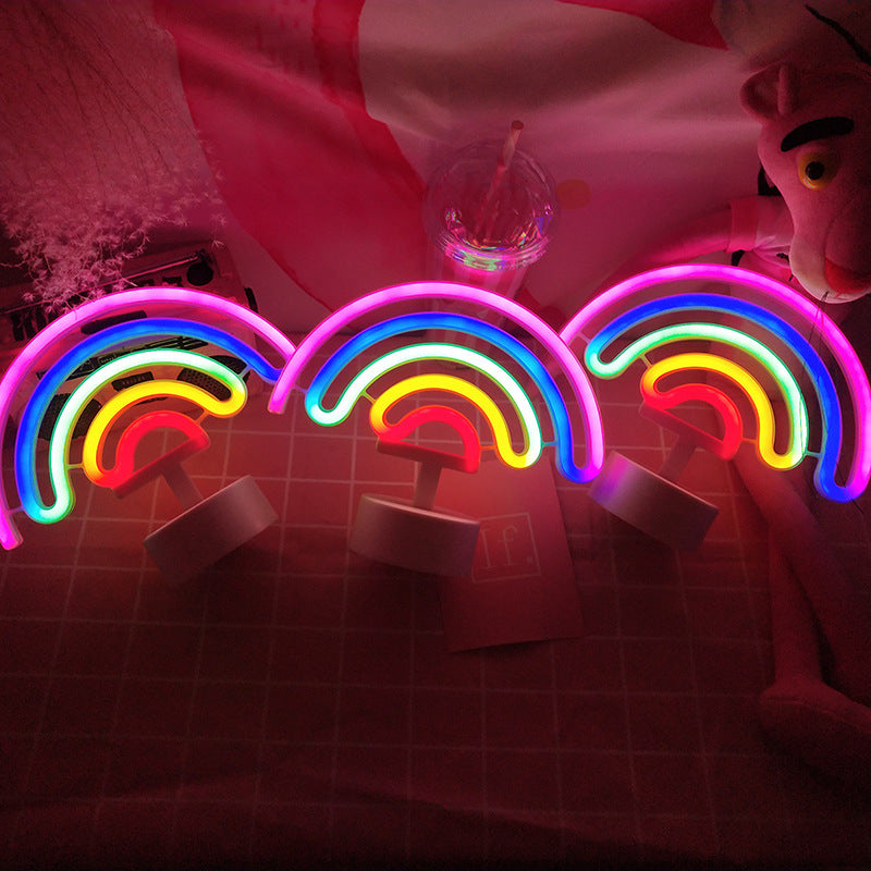 Contemporary Creative Rainbow Unicorn Plastic Acrylic LED Table Lamp For Bedroom