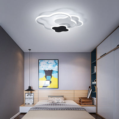 Contemporary Nordic Metal Acrylic Cloud Four-Leaf Clover LED Flush Mount Ceiling Light For Bedroom