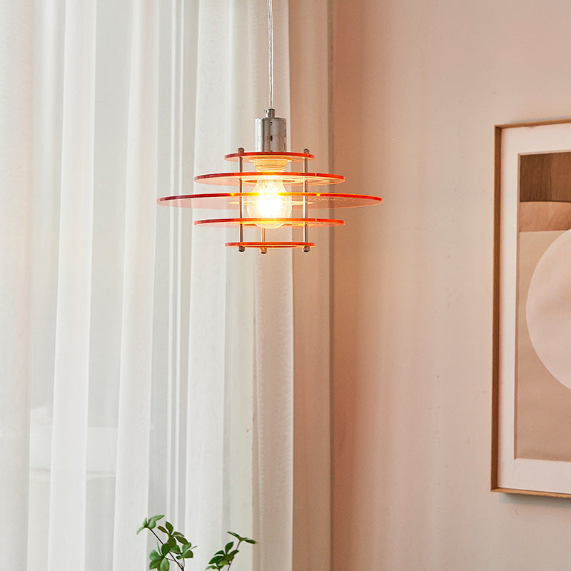 Modern Minimalist Round Flying Saucer Hardware Acrylic 1-Light Pendant Light For Living Room