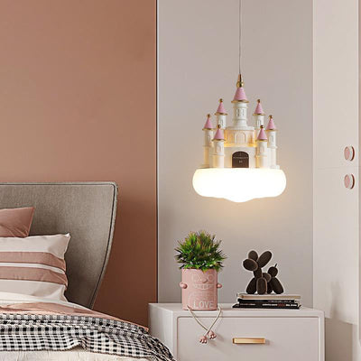 Contemporary Nordic Kids Resin PVC PE Castle 1-Light Pendant Light For Bedroom