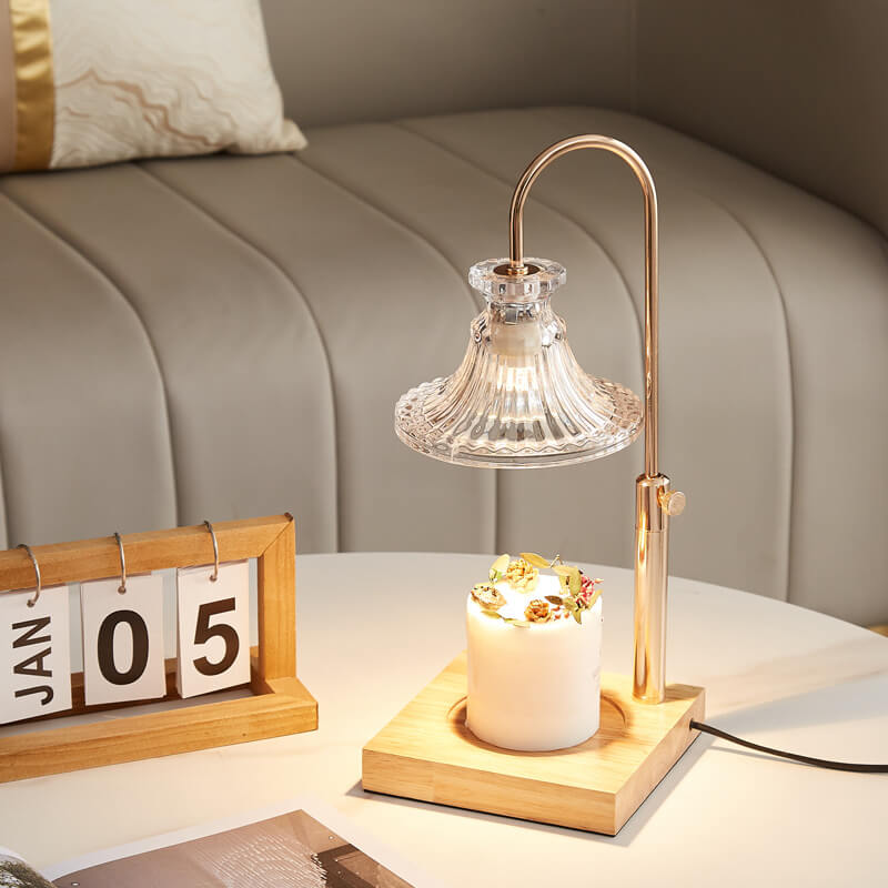 Modern Simplicity Iron Glass Flower Shape 1-Light Melting Wax Table Lamp For Bedroom