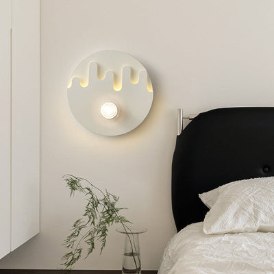 Modern Minimalist Cream Round Love Wave Iron Acrylic LED Wall Sconce Lamp For Bedroom