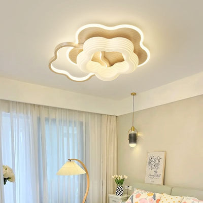 Modern Art Deco Flower Triangle Pentagon Round Acrylic PE Iron LED Flush Mount Ceiling Light For Living Room