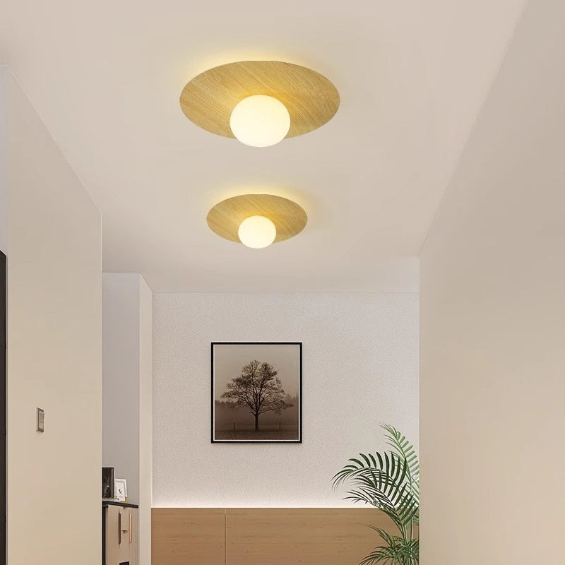 Contemporary Scandinavian Metal PE Round Ball LED Flush Mount Ceiling Light For Hallway