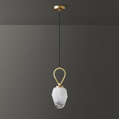 Modern Minimalist Irregular Glass Copper 1-Light Pendant Light For Living Room