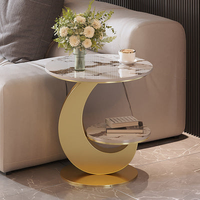 Contemporary Luxury Round Sintered Stone Top Coffee Table For Living Room