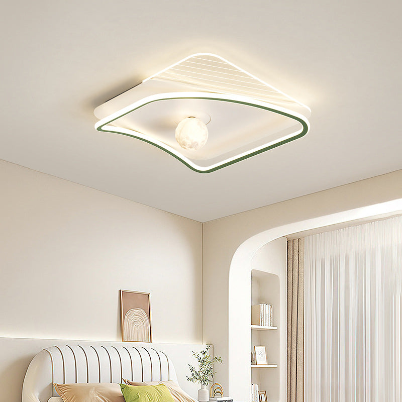 Modern Minimalist Circular Ring Iron Acrylic Aluminum LED Flush Mount Ceiling Light For Bedroom