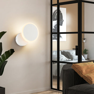 Modern Simplicity Rotatable Round Iron Acrylic LED Wall Sconce Lamp For Bedroom