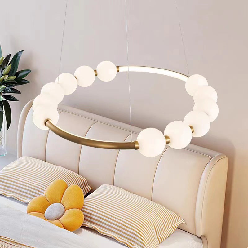 Modern Minimalist Round Aluminum Glass LED Chandelier For Living Room