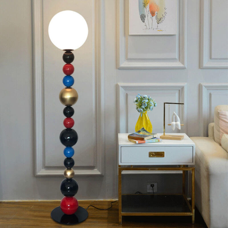 Scandinavian Creative Colorful Round Ball Glass 1-Light Standing Floor Lamp