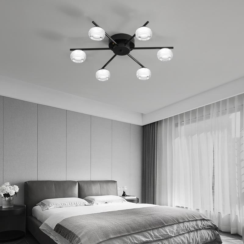 Modern Minimalist Acrylic Copper Round Branch LED Semi-Flush Mount Ceiling Light For Living Room