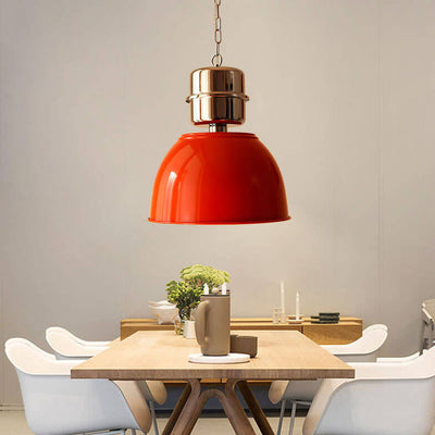 Nordic Minimalist Iron Frame Aluminum Round Shade 1-Light Pendant Light